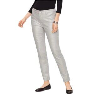 Talbots Slim Ankle Jean Silver‎ Foil Size 6P